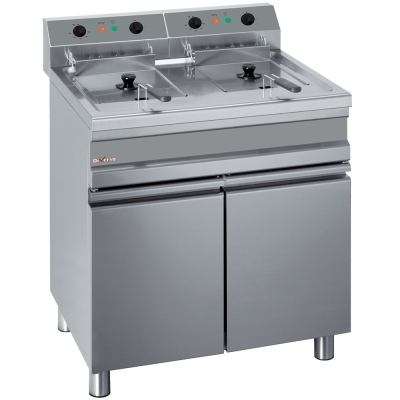 Friteuse électrique 2 cuves de 14 litres sur armoire WR-EF28-E2